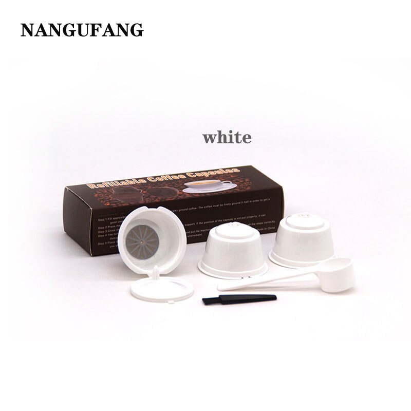 1/2/3pcs reusable coffee filter for Nescafe Dolce capsule filter cup with scoop brush cover，atible Genio Piccolo Esperta Mini Me: 3pcs white