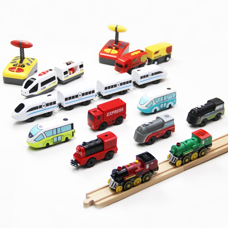 Elektrische Rc Trein Set Afstandsbediening Speelgoed Aangesloten Met Houten Spoorweg Auto Tracks Birhtday Kerstcadeau Voor Kinderen