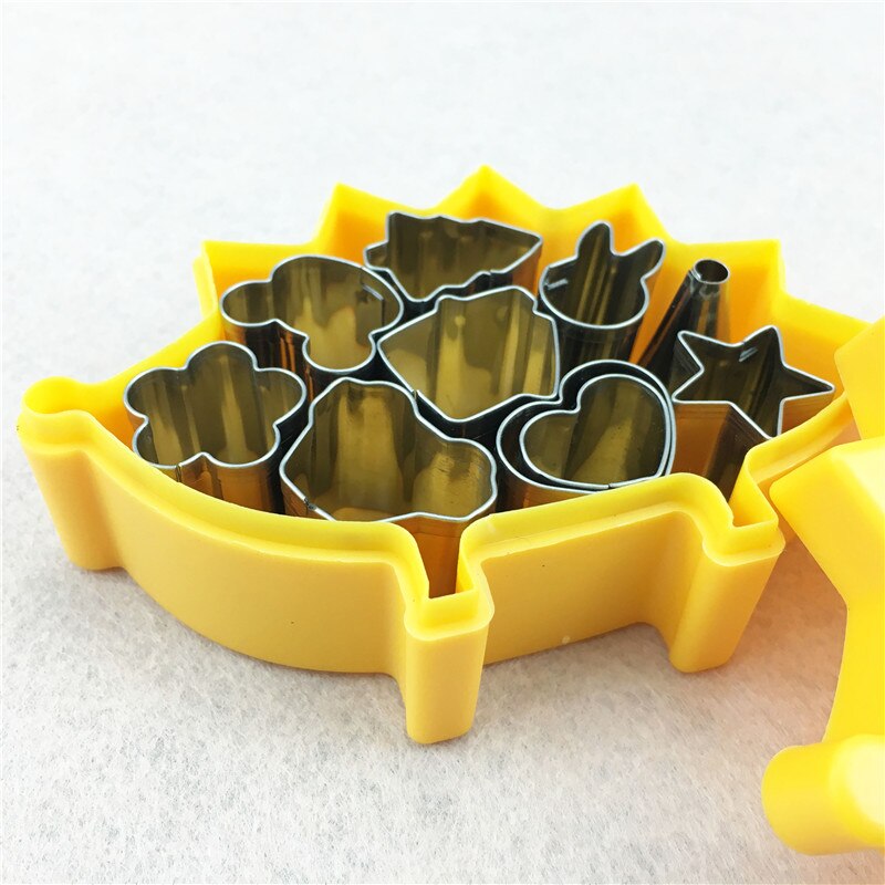 10 Stks/set Fruit Cutter Mould Egel Doos Mini Rvs Mould Cookie Biscuit Ham Cookie Gereedschap