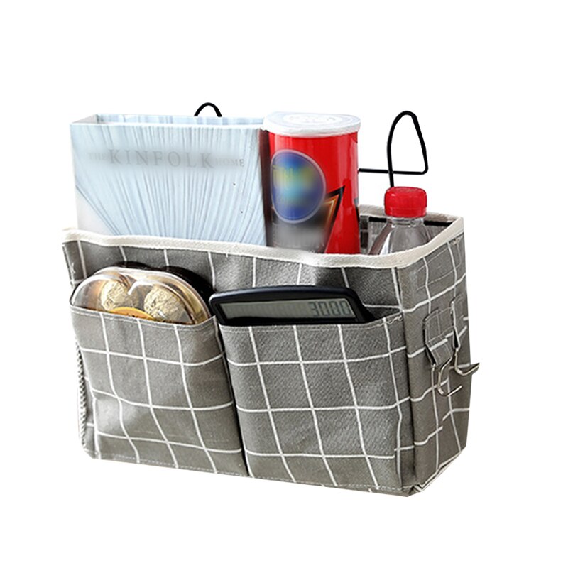 Bedside Hanging Organizer Pocket Storage Bag Wardrobe organizer Canvas Bedroom Bathroom Magazine tote Storage Organizador Pouch: M