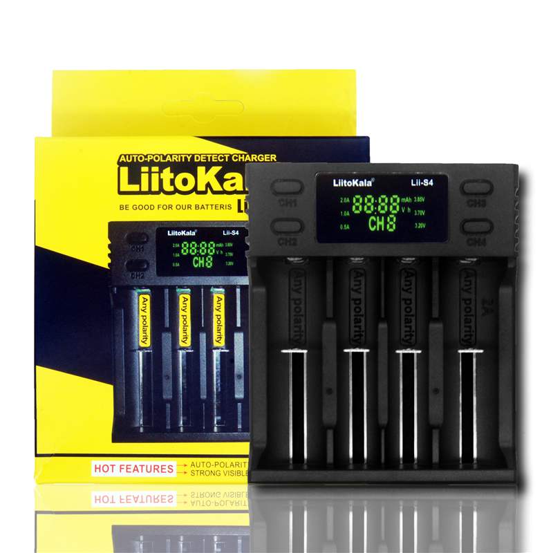LiitoKala LII-S4 LCD Battery Charger 3.7V voor 18650 18350 18500 16340 21700 20700B 20700 14500 26650 Lithium NiMH batterij