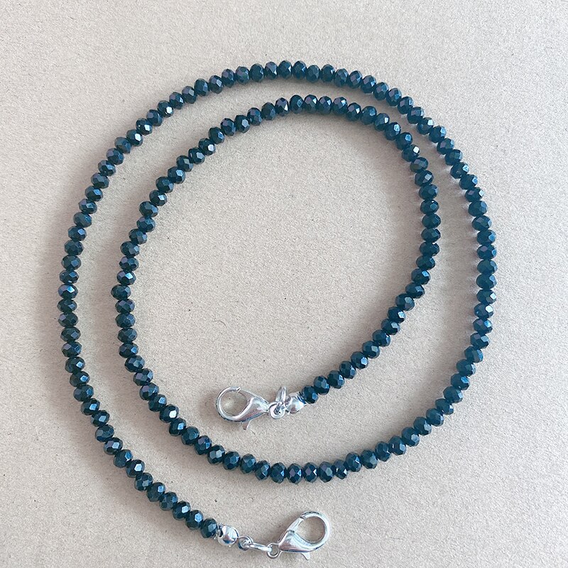 2020 modne okulary łańcuszek kryształ ozdobiony paciorkami damski poza dorywczo okulary akcesoria naszyjnik prezent maska wiszące okulary liny: czarny