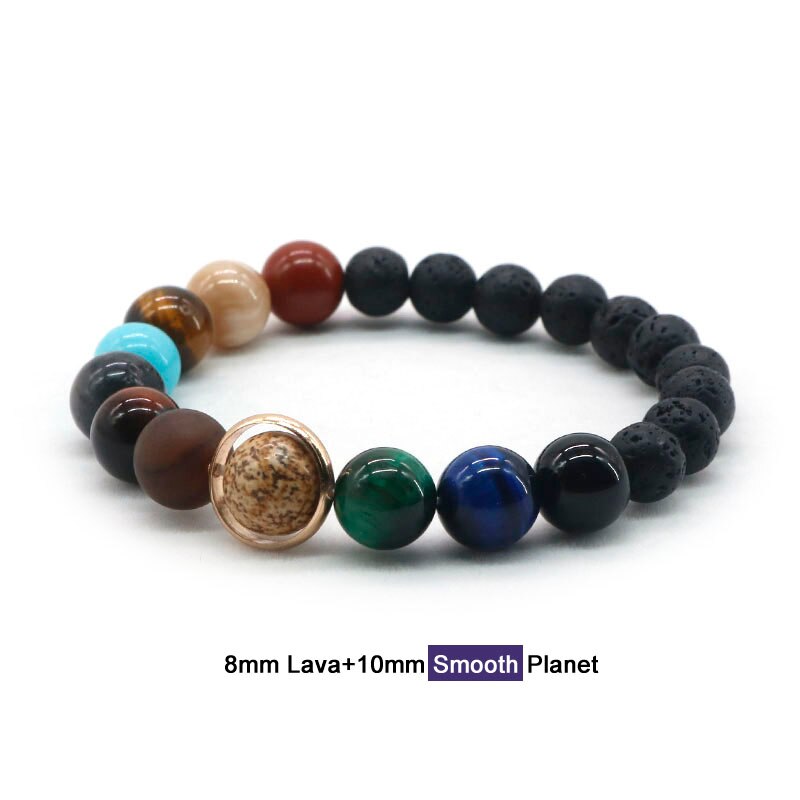 Pulsera con piedra Natural hecha a mano para hombre y mujer, brazalete con sistema Solar, Galaxia, universo, joyería MY99,: LA-SM-8mm-10mm / Women Size