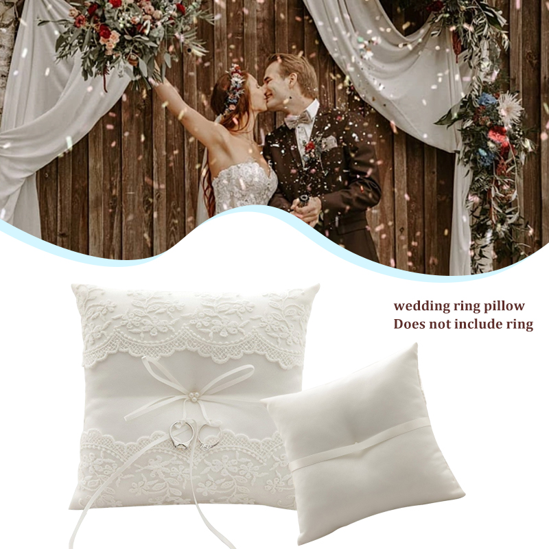 White Lace Wedding Ring Pillow Alliance Bridal Ring Bearer Pillow Cushions Wedding Marriage Ceremony Decoration Supplies