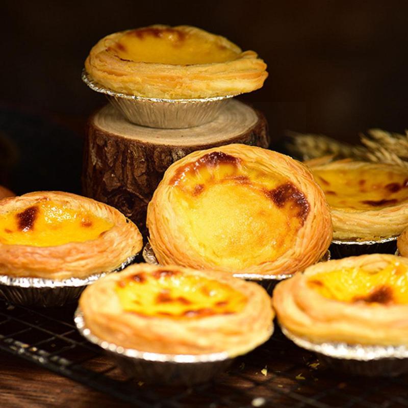 Nuovo 100 pz monouso foglio di alluminio crostata padella mini pentola piatto torta di latta cuocere crostata padella vassoio O0f0
