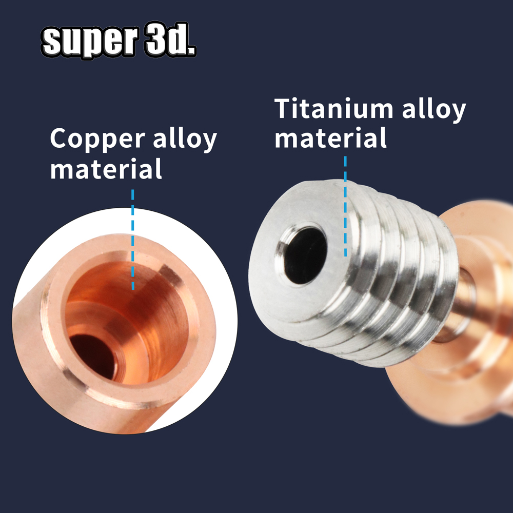 Garganta bimetálica CR6 SE, rotura de calor, alta temperatura, aleación de titanio y cobre rojo, Garganta V6 para Anycubic VYPER Mega S Mega Pro, 1/2 Uds.
