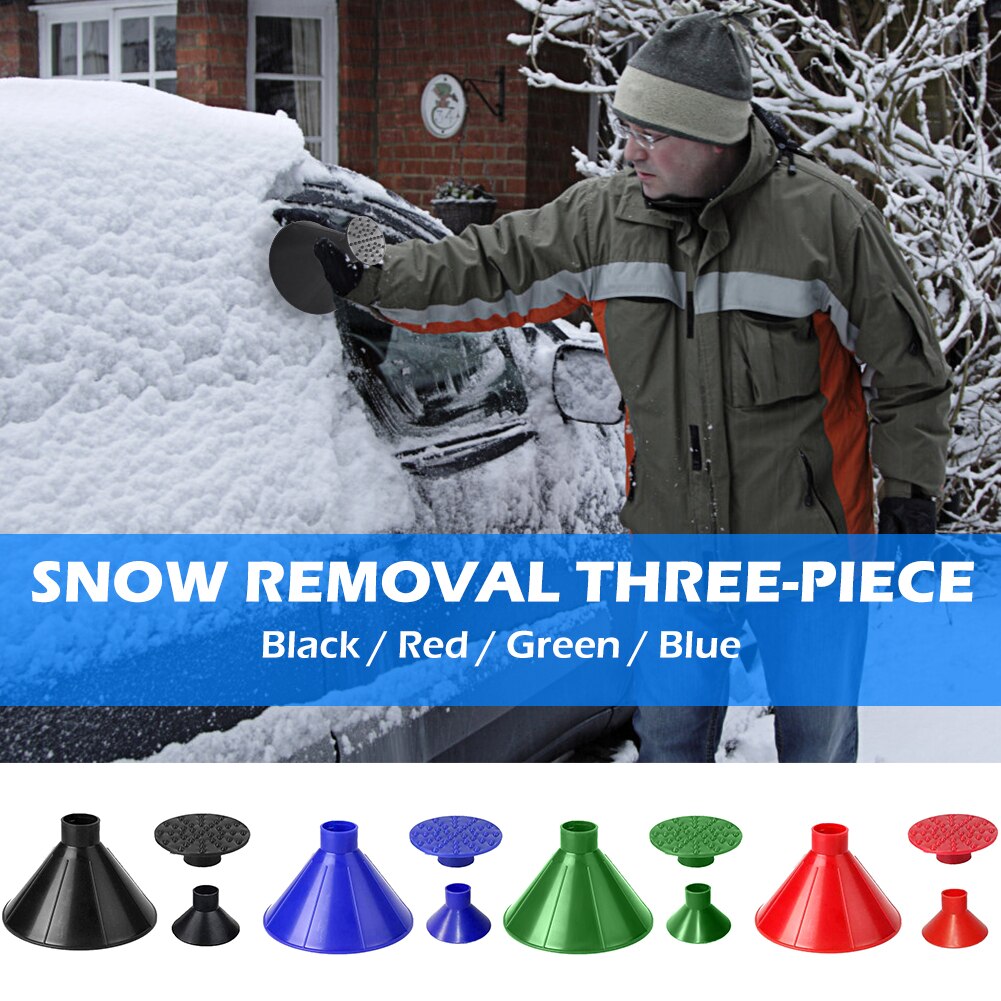 Raspador de hielo mágico de doble embudo para parabrisas y ventanilla de coche, removedor de nieve automático para el hogar, herramienta de coche con forma de cono, raspador de hielo