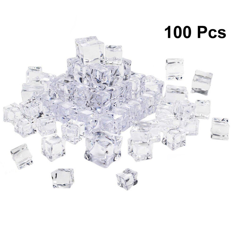 50Pcs 20Mm Cube Vierkante Vorm Glas Glans Ijsblokjes Nep Kunstmatige Acryl Ijsblokjes Crystal Clear Fotografie Props keuken De: As Shown 1