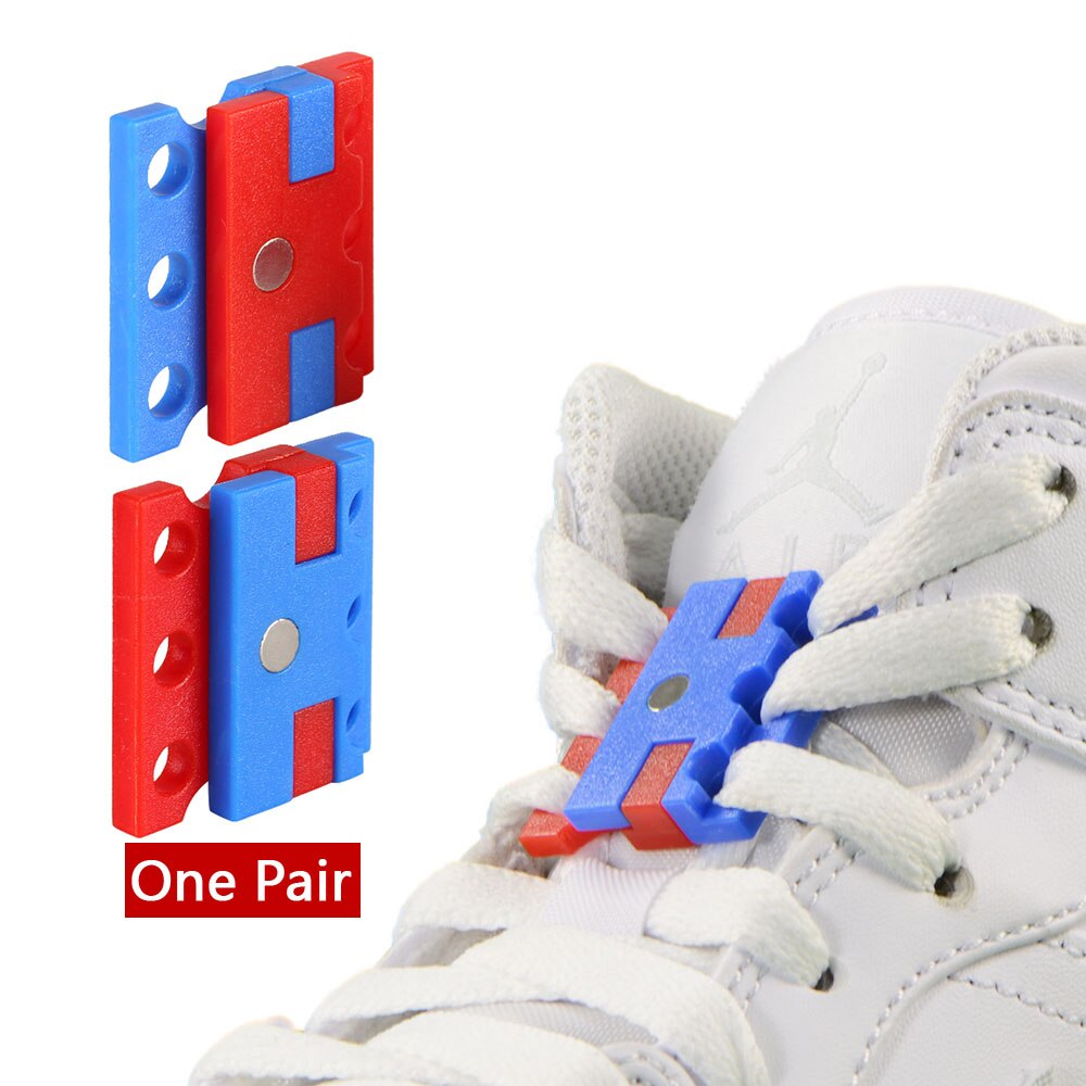 1 paar Magnetic Schnürsenkel Schnalle Verschluss Schnürsenkel Top für Sport Schuhe Stiefel Neue Kreative Faul Schnürsenkel Schließen Schnallen: 10 Blue Red