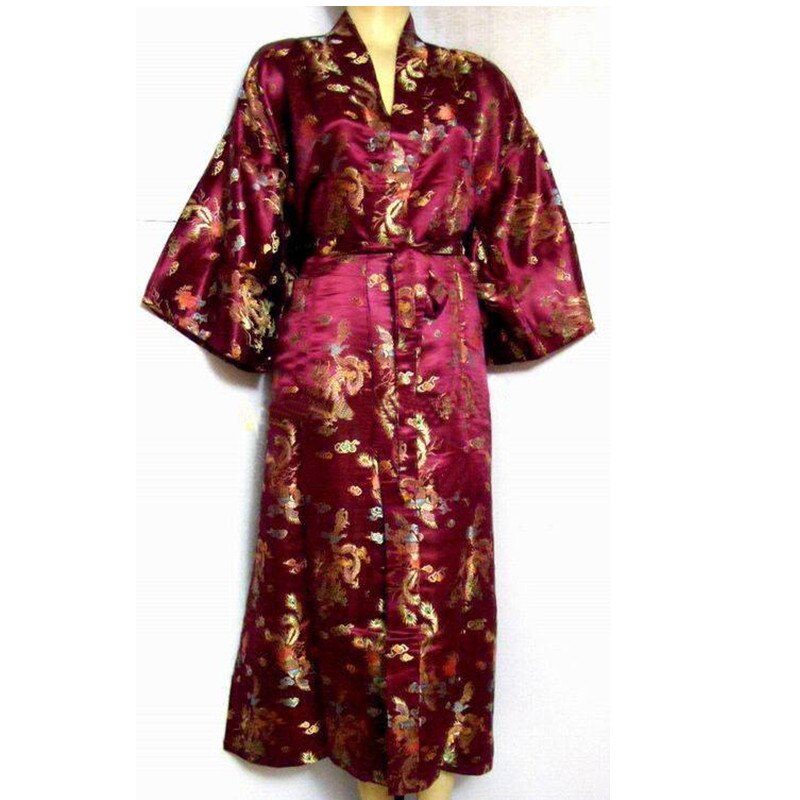 Sort kinesisk herre satin polyester morgenkåbe kimono badekjole drage størrelse sml xl xxl xxxl  m3 s 009