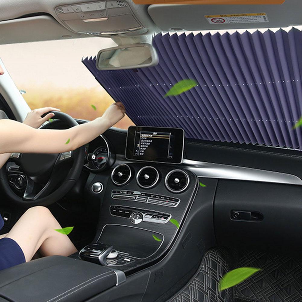 Car Windshield Sun Shade Automatic Foldable Retractable Sun Visor Shield For Front Window Telescopic UV Keep Cool Universal