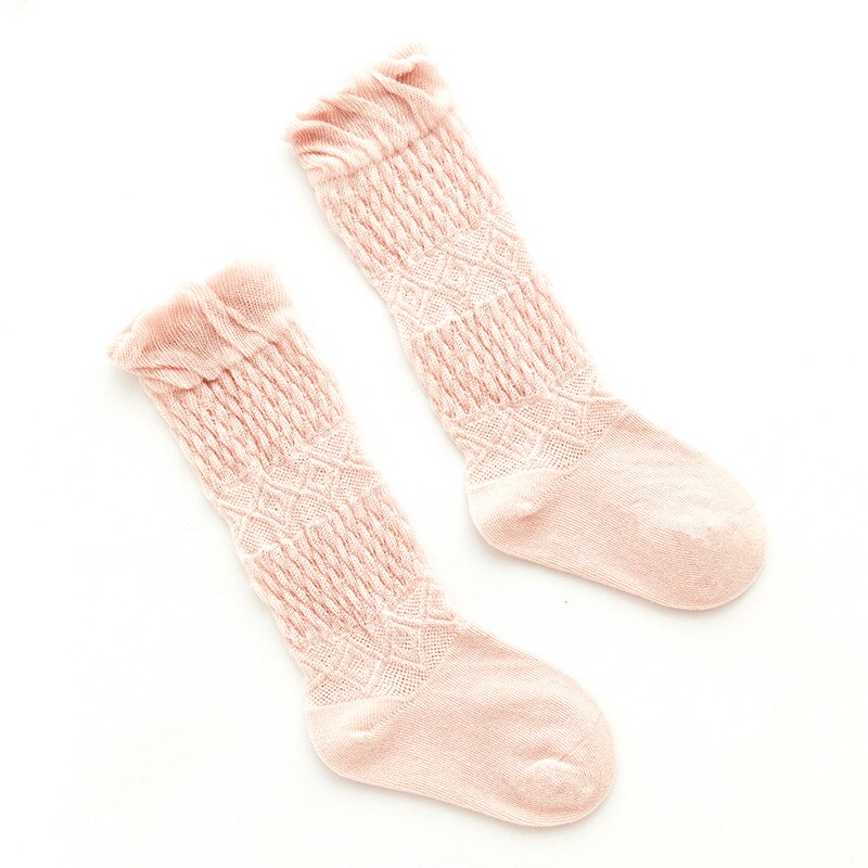 Babysokjes voor meisjes jongens kinderkniekousen anti-muggen mesh ademend dun katoen baby effen kleur zomer pasvorm 0-5 jaar: Roze / 0-1 jaar