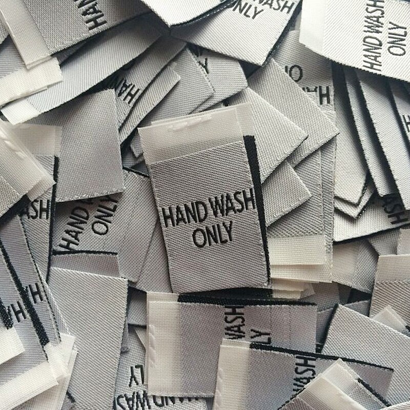 100pcs/lot Hand Wash Only Woven Labels For Clothing Garment DIY Handmade Craft Sew-On Accessories Materials