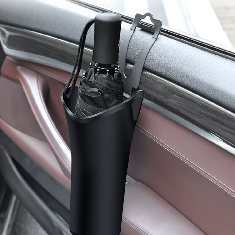 Soporte de cubo para asiento trasero de coche, bolsa de almacenamiento impermeable, paraguas plegable de mango largo, herramientas de almacenamiento universales para coche, basura