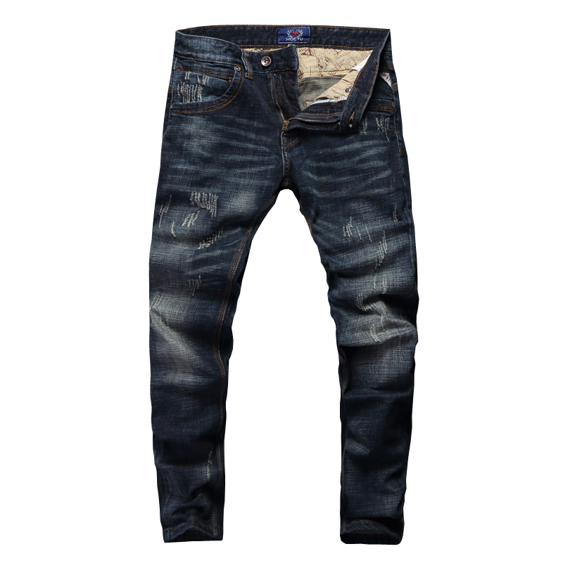 Vintage Men Jeans Slim Fit Cotton Denim Pants Ripped Jeans For Men Wild Classical Jeans homme Size 28-38: 36