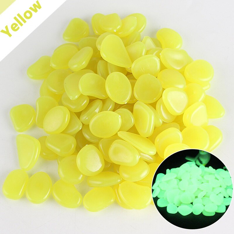 50PCS/lot Glow in the dark pebbles for garden decoration patio luminous stones for aquarium garden ornaments Fish Tank rock: yellow