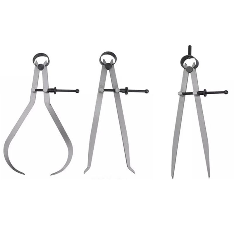 Spring Inside Outside Divider Caliper Set Measures 8 inch Machinist Tools 3-pack, 220mm Leg Length: Default Title