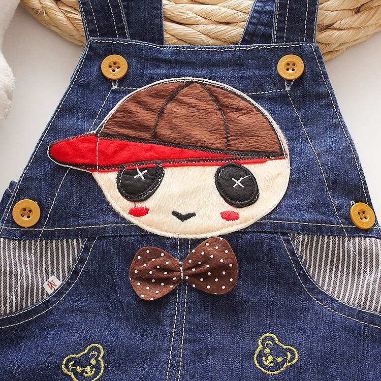 Summer Autumn Little Girls Boys Overalls Lovely Cartoon Sleeveless Toddler Denim Romper Jumpsuit 0-3 Years