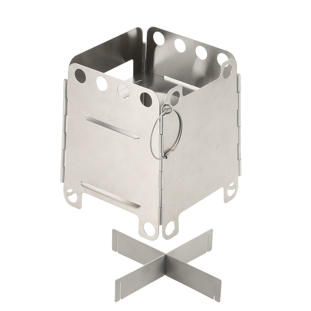 Lixada Outdoor Camping Wood Stoves Folding Pocket Stove Lightweight Portable Stainless Steel Stove Backpacking Cooking Picnic