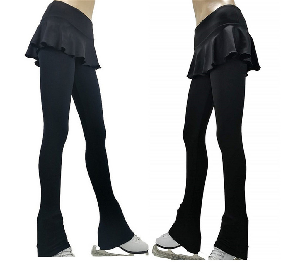 LIUHUO-pantalones de patinaje sobre hielo para mujer, Pantalón elástico de licra, ropa de entrenamiento negra, patinaje sobre ruedas