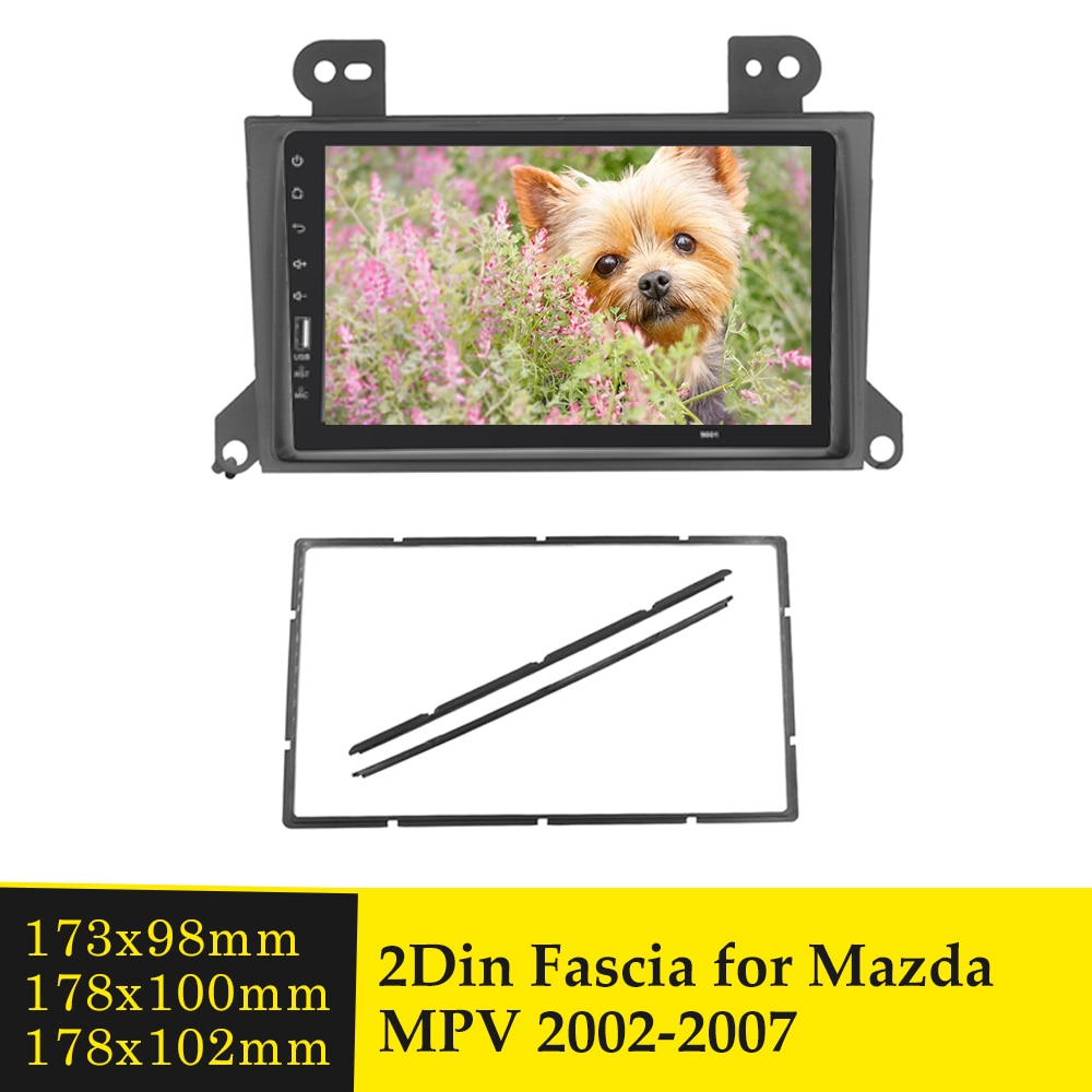 Double Din Car Fascia Stereo Audio Refitting Frame Dash Radio Bezel DVD Player Panel Installation Kit for MAZDA MPV 2000-2007