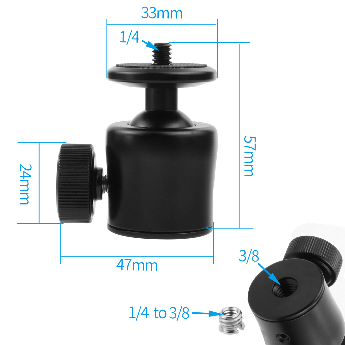 Cold Shoe Mount Mini Ball Head 360 Panoramic Monitor Holder Camera Gimbal 1/4 3/8 for Tripod Speedlite LED Bracket Adapter
