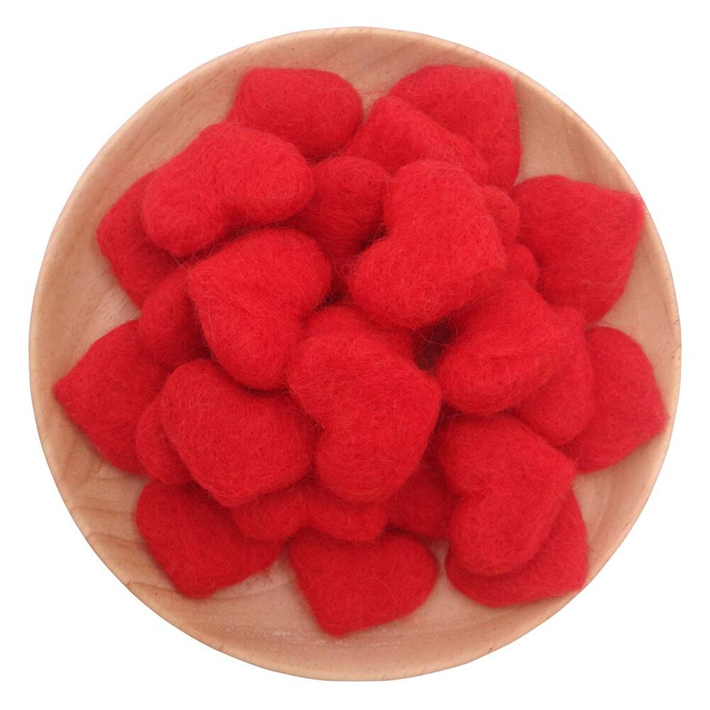 Wool Felts DIY Poke Wool Sewing Crafts DIY Red Heart Shape Handmade For Wedding Christmas Tree Felt Indoor Decoration