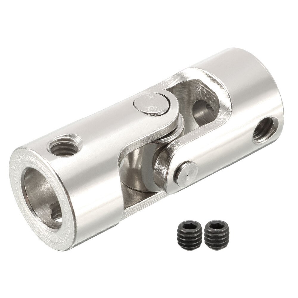 Uxcell 5-10mm Rotatable Universal Joint Steering Gear U Joint Stainless Steel Coupler Shaft Coupling Silver Tone