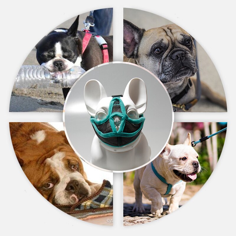 Short Snout Pet Dog Muzzles Comfortable Adjustable Mesh Muzzle Mask Anti Bite Stop Barking Supplies For French Bulldog Pug
