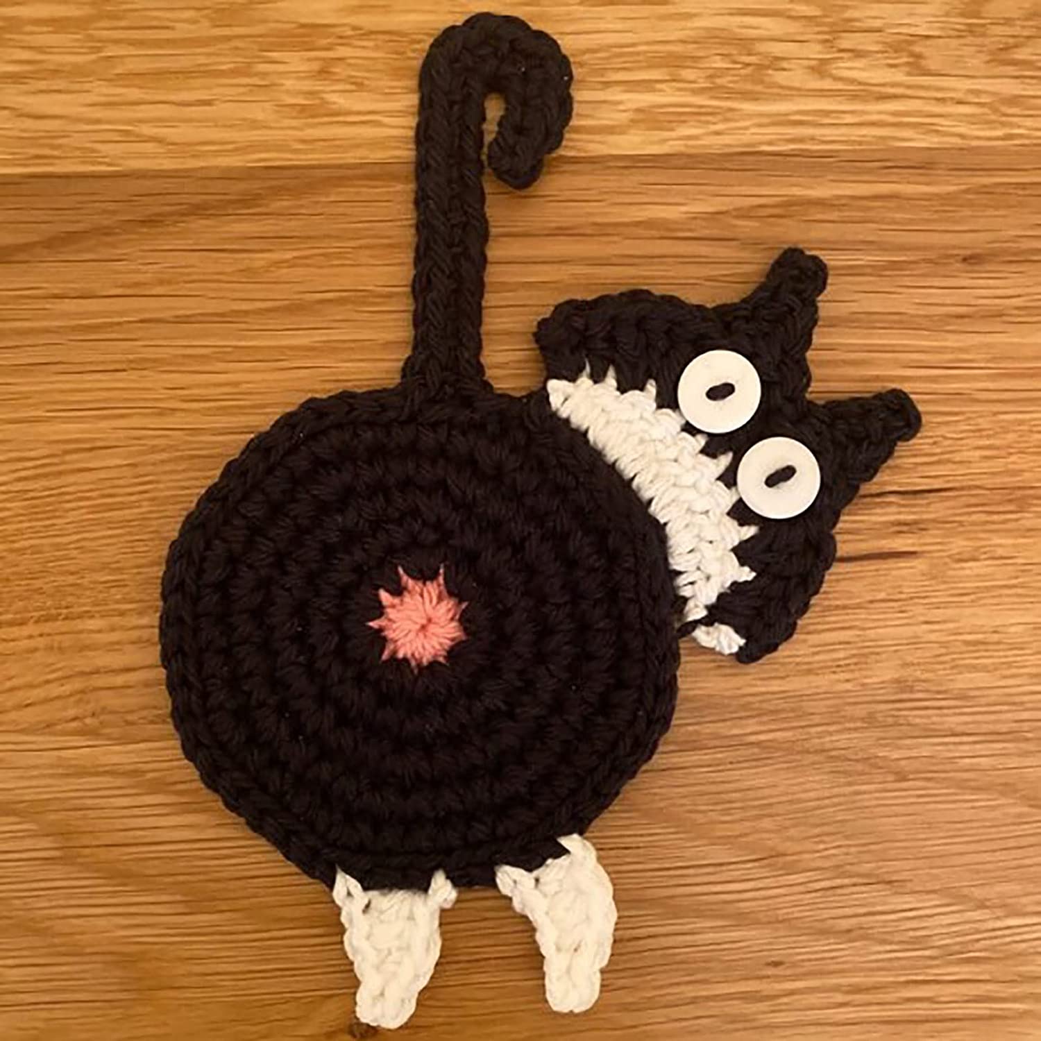 Cat Butt Coasters Cute Animals Shape Cup Mat Handmade Crochet Kitchen Home Office Bar Table Funny Decor Perfect Cat Lover