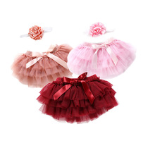 Pasgeboren Baby Meisjes Jongens Rok Hoofdband 2Pcs Layer Ballet Dans Solid Lace Strik Tule Rok 3 Kleuren Outfit 0-24M