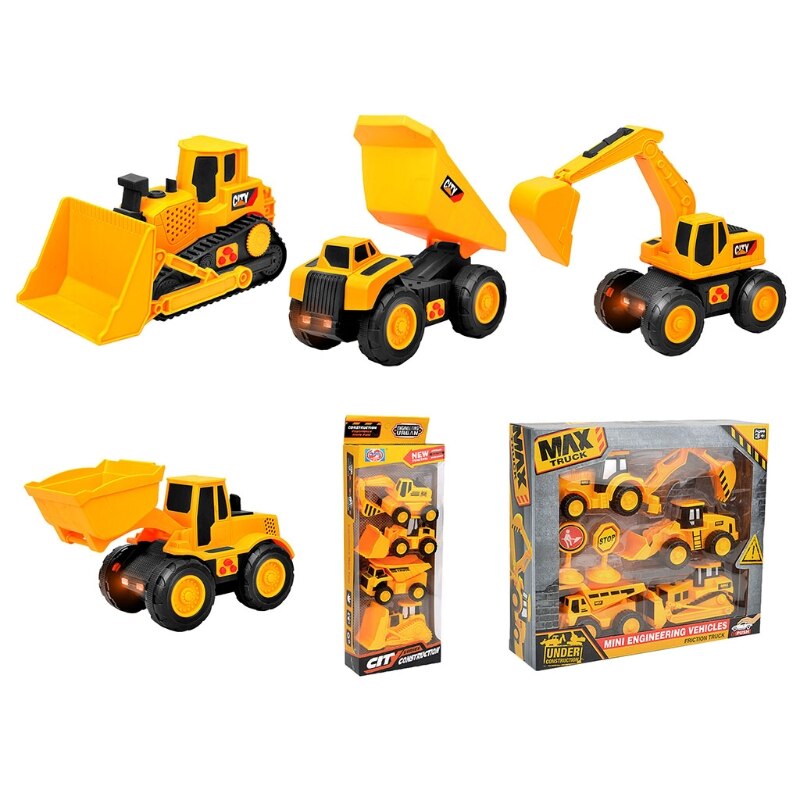 Graafmachine Dump Truck Speelgoed Voor Kinderen Mini Inertiële Bouw Voertuig Beweegbare Gewrichten Bulldozer Digger Model Kinderen