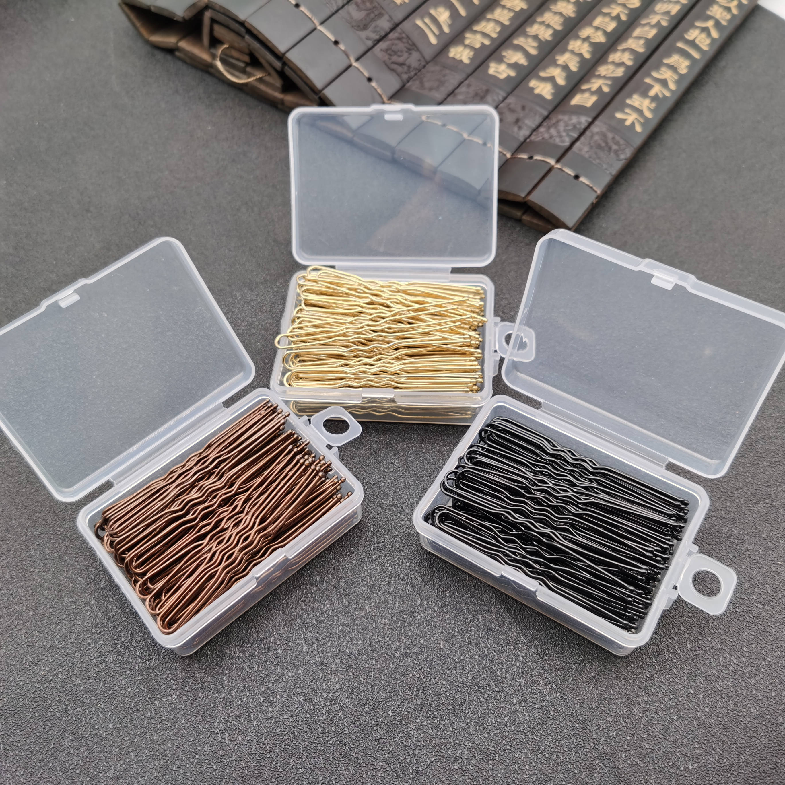 50/100 Uds. De pelo ondulado de 6CM para mujer, pasador en forma de U, pasador de agarre para salón, horquillas, accesorios para el cabello de Metal negro para de moño