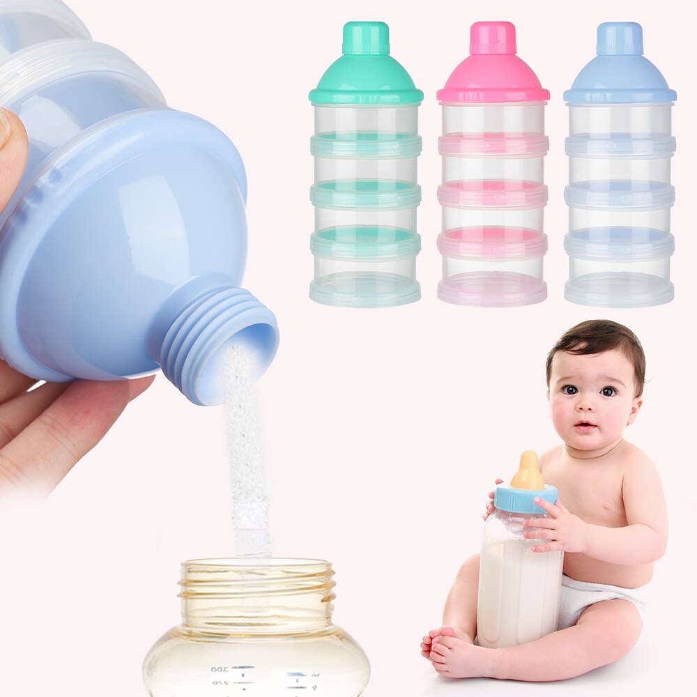 4 Lagen Melkpoeder Doos Draagbare Voeden Voedsel Container Baby Melkpoeder Formule Case Zuigelingenmelk Fles Voeden Accessoires
