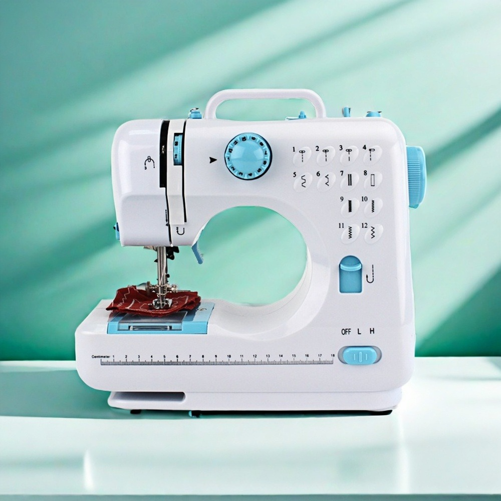Elektrische mini-nähmaschine mit 12- stichen, tragbar und handlich für zuhause und unterwegs, inklusive nadel und faden (nähset separat erhältlich)