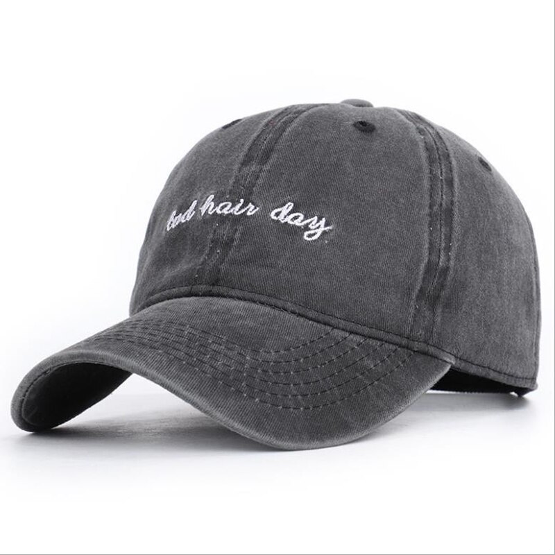 Baseballpet borduurwerk katoen gewassen verstelbare snapback pet bad hair day dames heren hiphop vader hoeden panama: Zwart