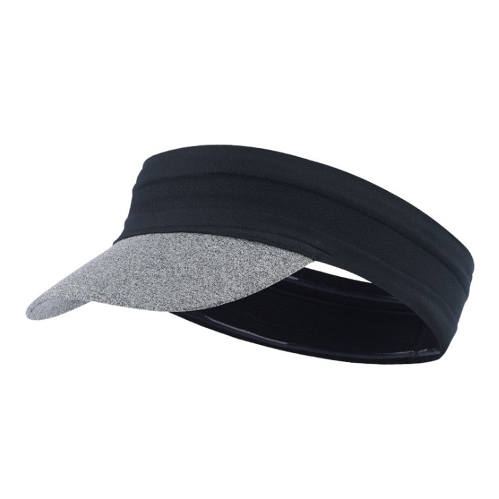 Ultralätt mjuk sommar tom topp hatt kvinnor män anti uv utomhussporter hopfällbar löpning camping pannband strand visir cap: Svart
