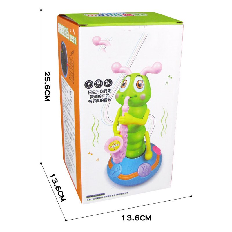 Lustige Elektrische Tanzen Saxophon Raupe Mit LED Taschenlampe Musik Spielzeug für freundlicher Dreh Baby Spielzeug Spiel Spielzeug Weihnachten