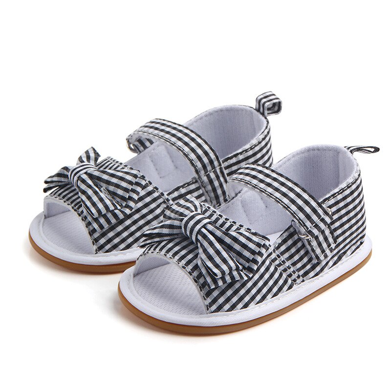 Baby Baby Sandalen Leuke Sandalen Voor Meisjes Strik Peuter Eerste Walker Crib Schoenen Ademend Anti-Slip Rubberen Zool flats: Black / 13