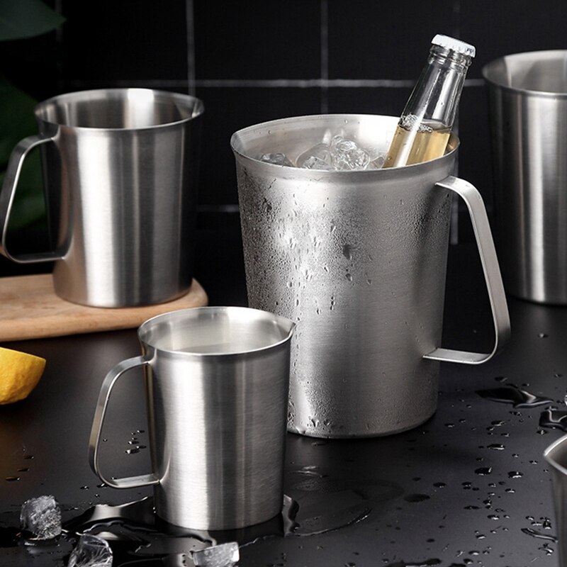 Stainless Steel Measuring Cup Thickened Kitchen Milk Cup Scale Cup Household Baking Container Cup Milk Foam Cup