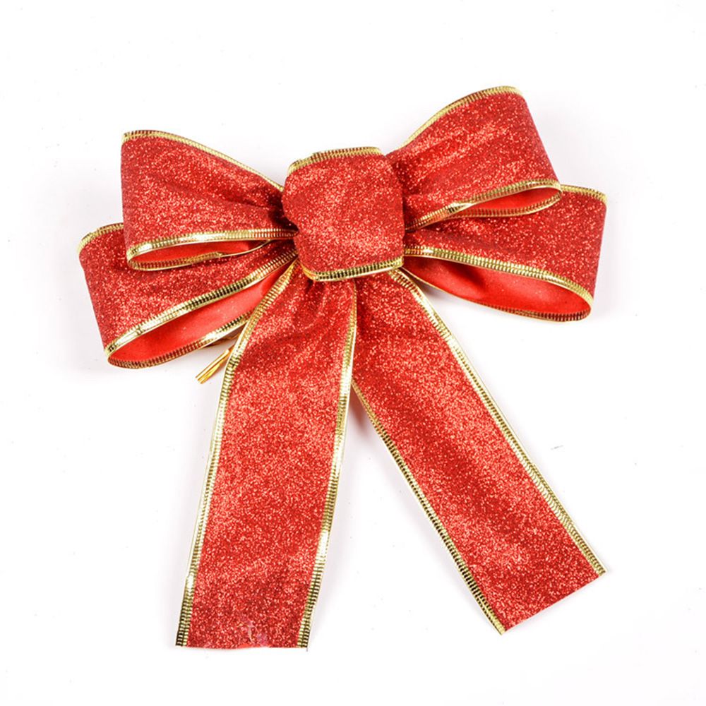25cm jul glitter stora rosetter julgran dekor år leveranser bröllop band fest dekoration prydnader pilbåge: Röd
