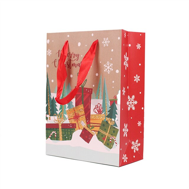 Christmas Bag Snowflake Christmas Kraft Paper Bag Candy Snack Portable Packaging Accessories Christmas Decorations: Christmas gift