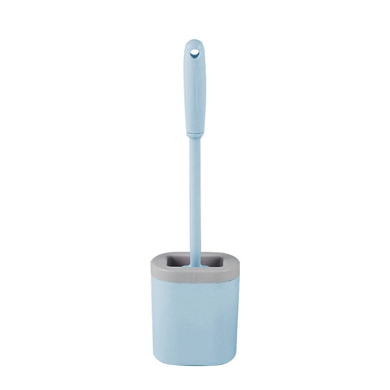 Silicone Toilet Brush Soft Bristle Toilet Brush Holder Set Accessories Cleaning Tool Durable Plastic Rubber: Blue