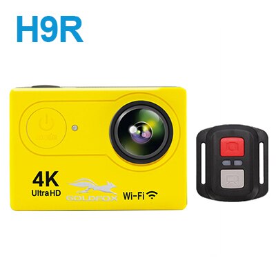 H9r action kamera  hd 4k wifi 2 inch 170d vandtæt vandtæt hjelm videooptagelse dv recoder sports cam med fjernbetjening: Gul
