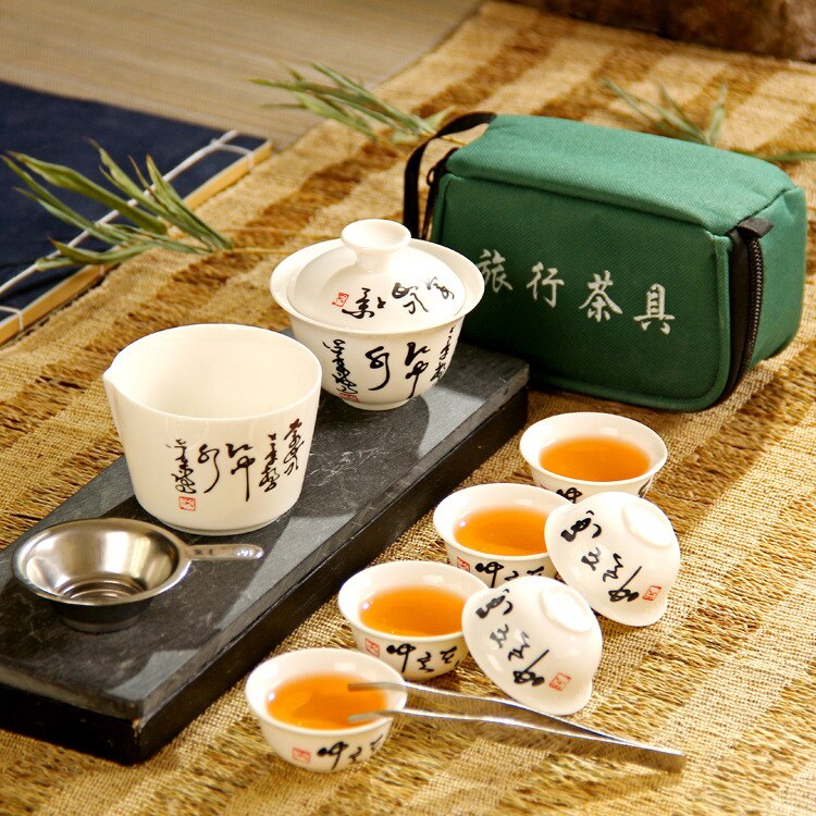 4 style Travel Tea Set Chinese Portable Ceramic Bone China teaset Gaiwan Teacup Porcelain Tea Cup The Kung Fu Outdoor Teapot Set