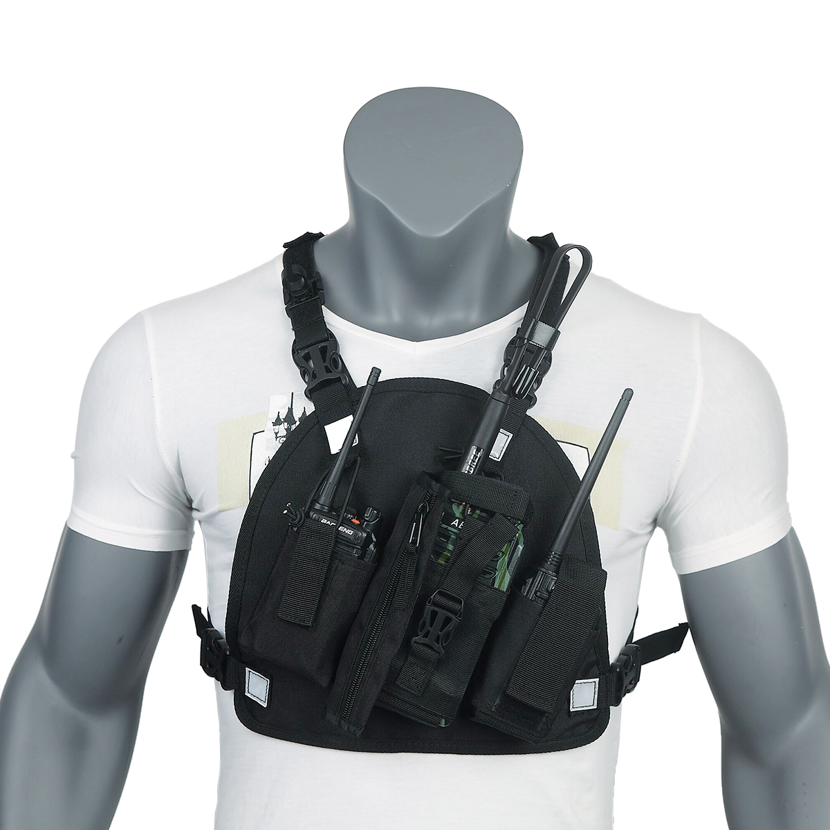Abbree Dubbele Radio Schouder Holster Borst Harness Holder Vest Rig Voor Twee Manier Radio Rescue Essentials
