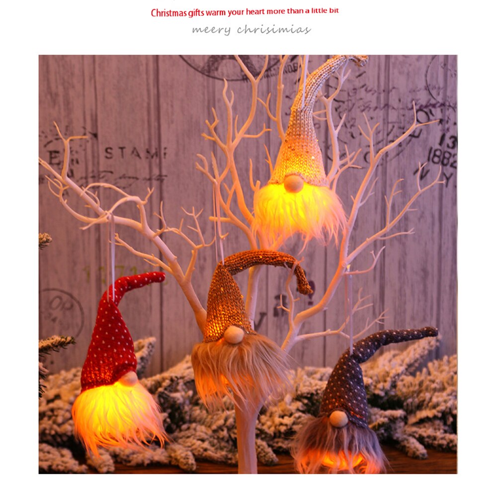Jul ansigtsløs gnome belysning santa xmas til træ hængende vedhæng førte hjem dekoration lys ornamenter fest