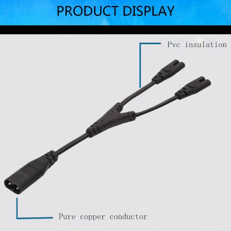 Power Supply Extension Cable Y Split Cable C8 Male To 2 C7 Female Connector Adapter Cord For Electric Appliance