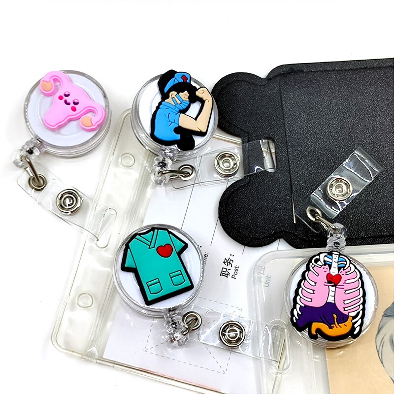 1PCS Retractable Pull Badge Nurse Cute Badge Reel Clip Badge Holder Yoyo Card Doctor ID Card Chain Clips School Student Office