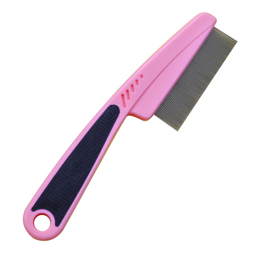 Flea Comb for Long Haired Cats Dogs Anti Knot Grooming Comb Easy Grip Handle Combs UD88: Pink